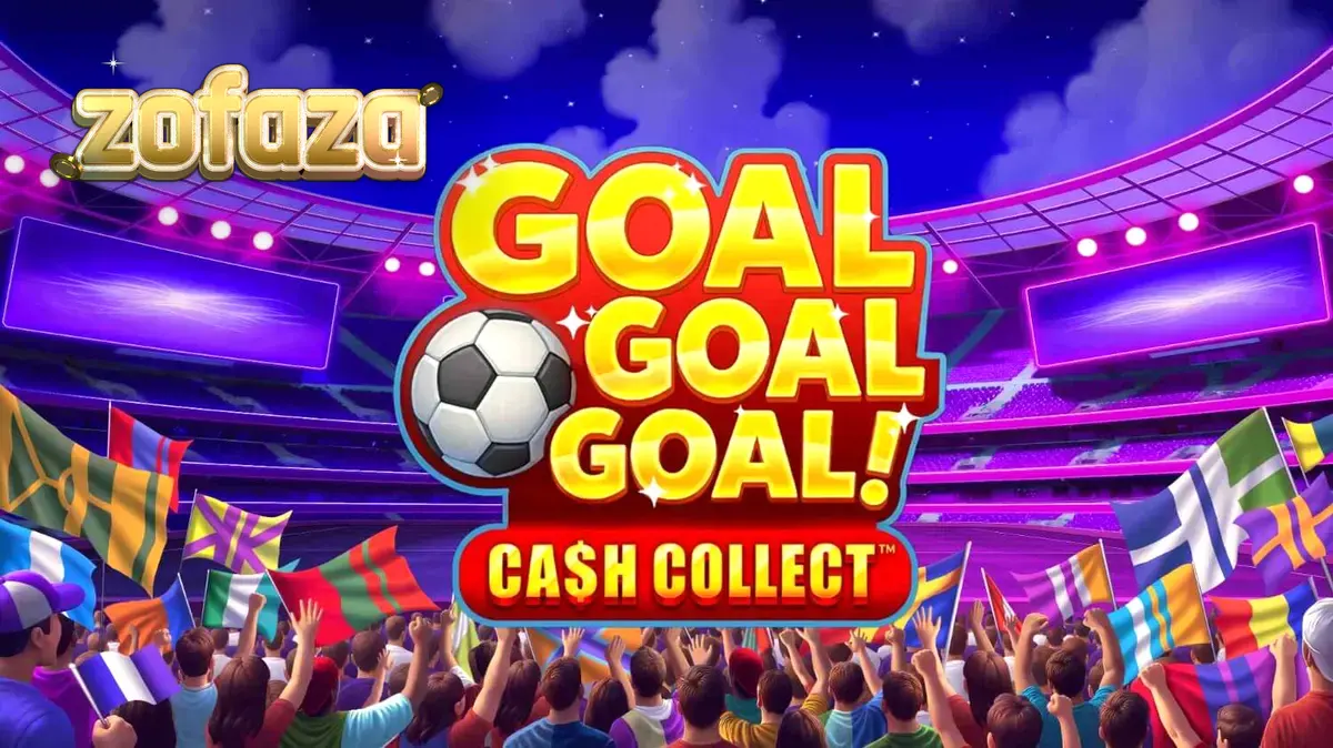 Tampilan visual slot Goal Goal Goal: Cash Collect dengan tema stadion sepak bola
